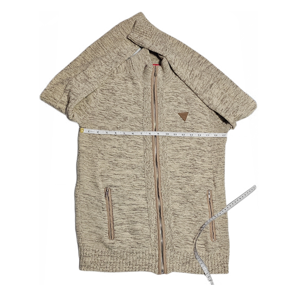 Guess Beige Marbled Zip Up Mock Neck Sweater Men - Picture 11 of 15